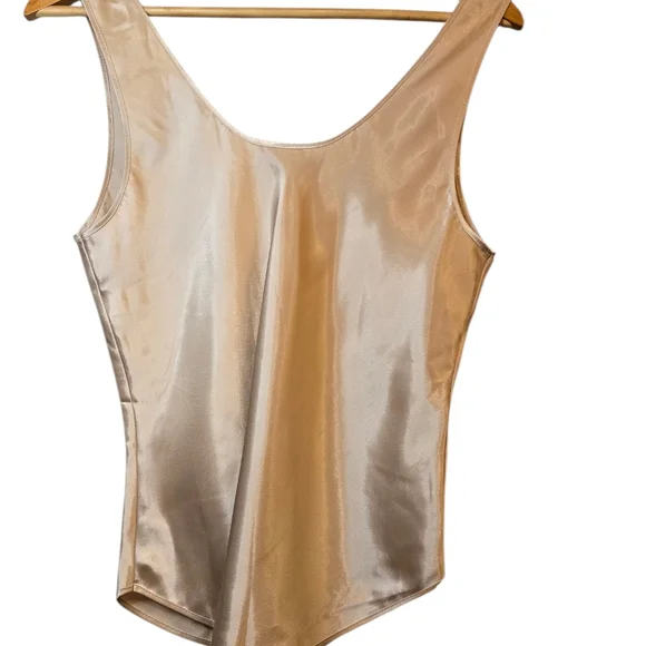 Vintage Orvis Sleeveless Satin Polyester Tank Top Champagne Gold Shade Size M - Picture 2 of 11